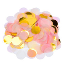 Papier rond et confettis métalliques roses et dorés